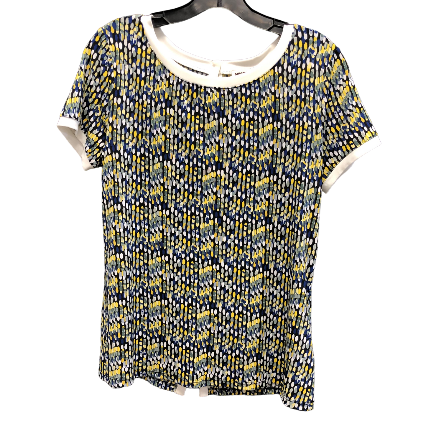 Blue & Yellow Top Short Sleeve Anne Klein, Size M