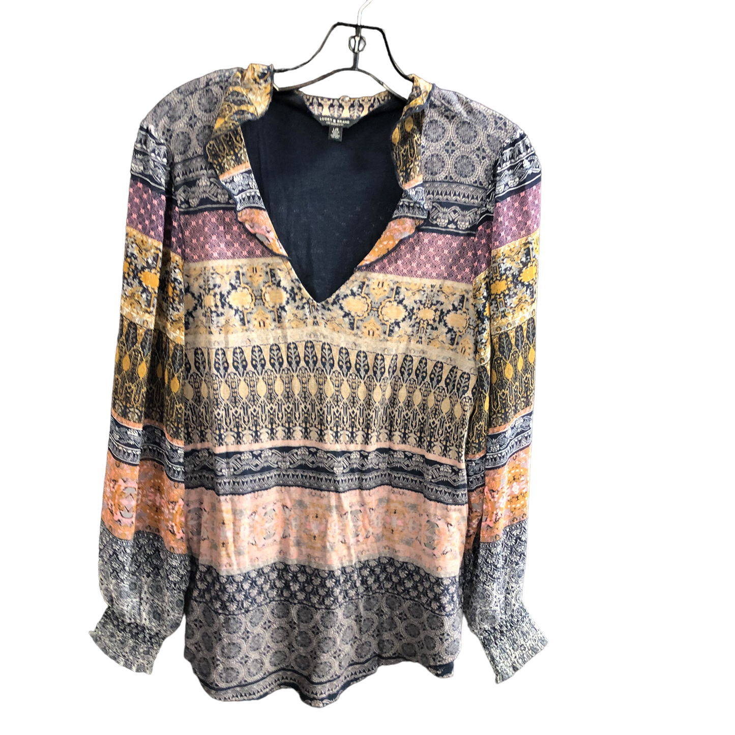 Blue & Cream Top Long Sleeve Lucky Brand, Size L