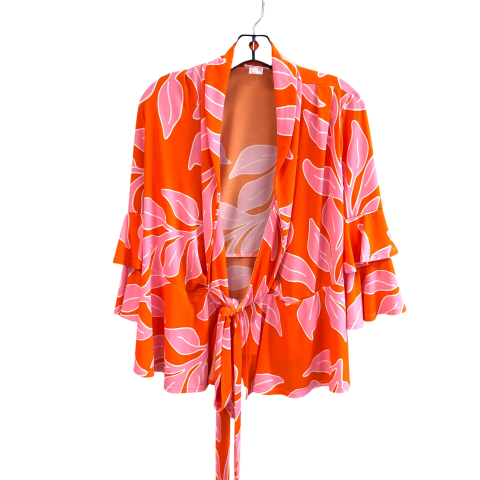 Top 3/4 Sleeve By Venus In Orange & Pink, Size: Xs