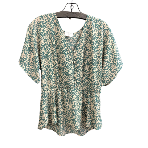 Top Short Sleeve By Sienna Sky In Cream & Green, Size: L