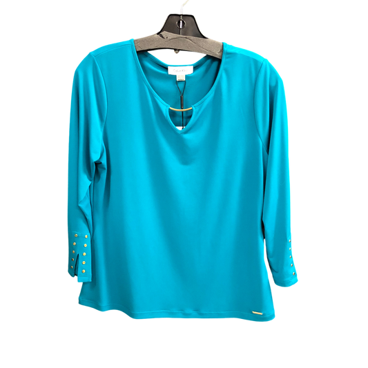 Top Long Sleeve By Calvin Klein In Teal, Size: M