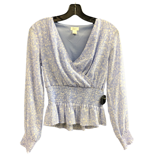 Top Long Sleeve By Japna In Blue & White, Size: Xs