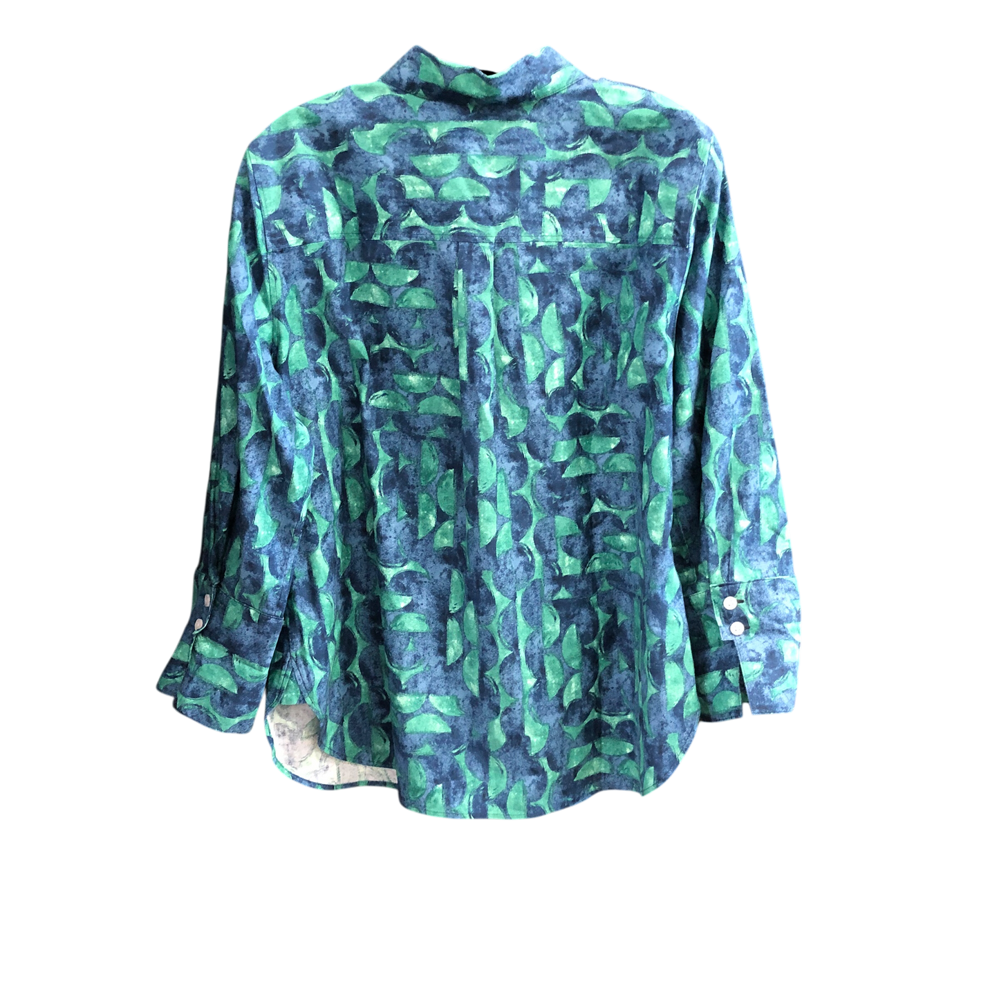 Top 3/4 Sleeve By Chicos In Blue & Green, Size: M