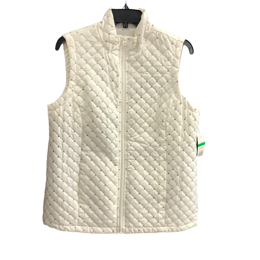 Vest Puffer & Quilted By Kim Rogers In White, Size: L