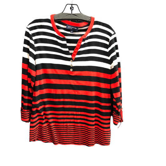 Top 3/4 Sleeve By Jones New York In Striped Pattern, Size: L