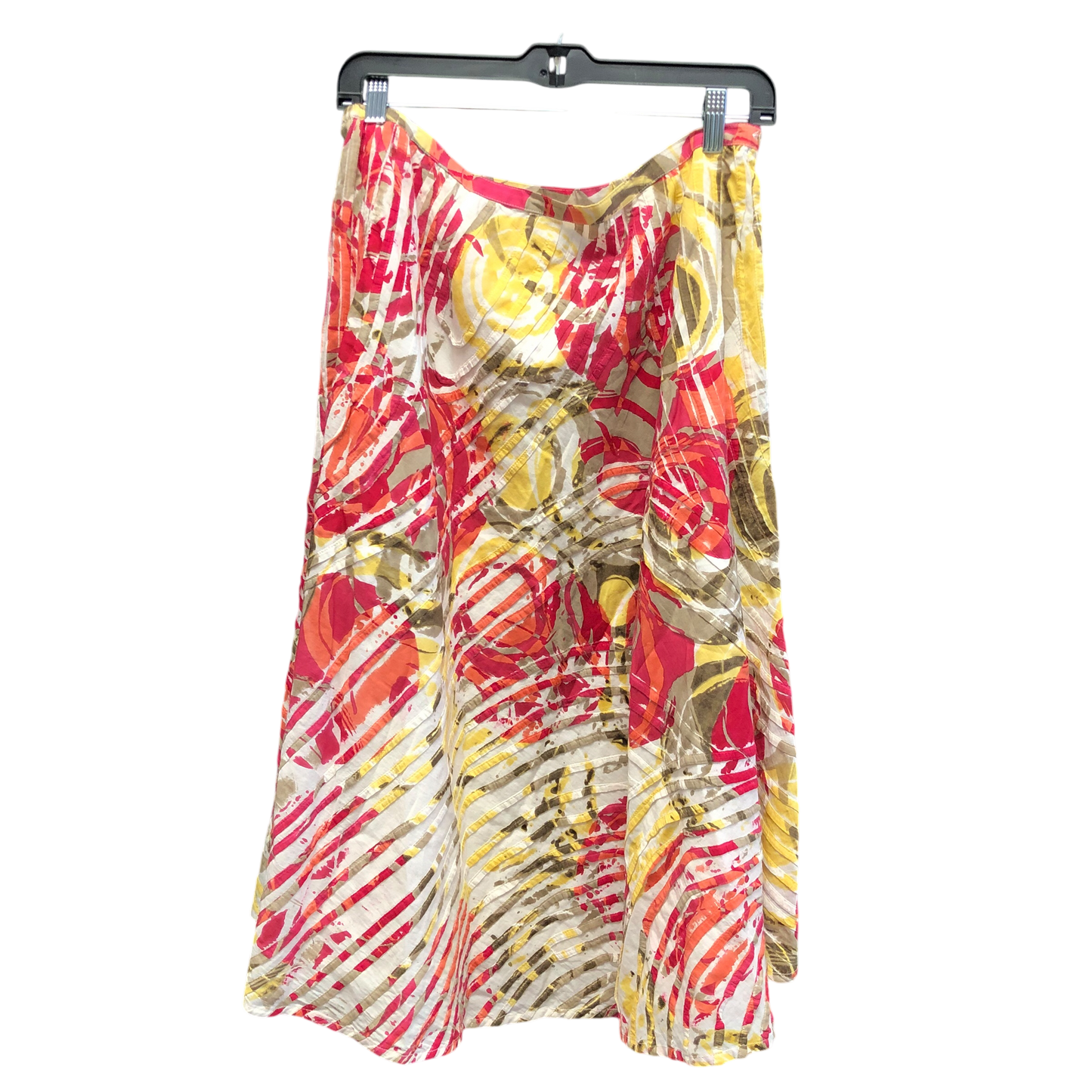 Skirt Midi By Chicos In Pink & Yellow, Size: M