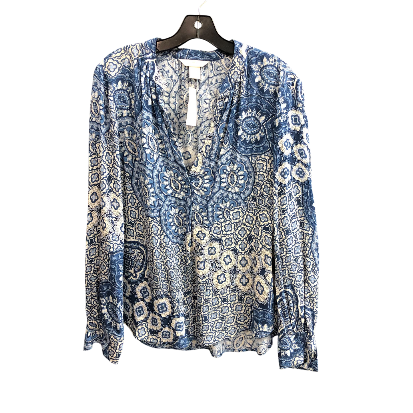 Top Long Sleeve By H&m In Blue & White, Size: 4