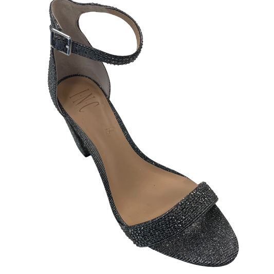 Silver Shoes Heels Block Inc, Size 9