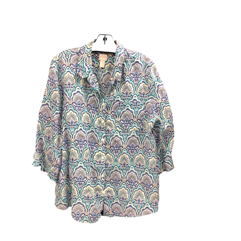 Top Long Sleeve By Chicos In Multi-colored, Size: Xl