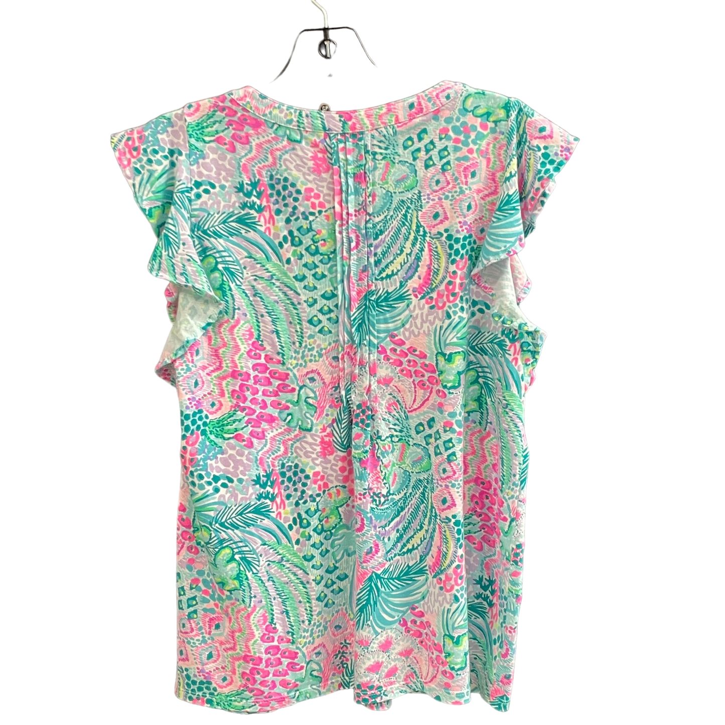 Blue & Green Top Short Sleeve Designer Lilly Pulitzer, Size S