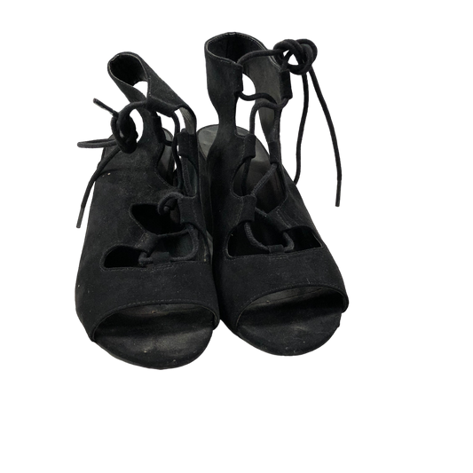 Black Shoes Heels Block Divided, Size 8.5