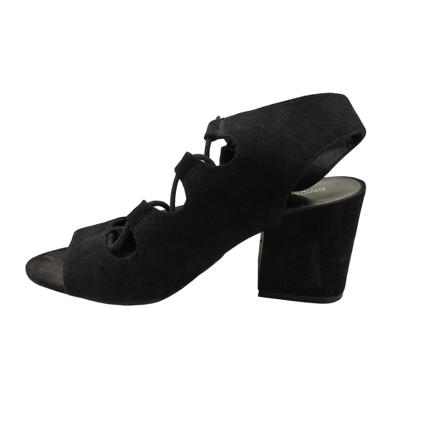 Black Shoes Heels Block Divided, Size 8.5