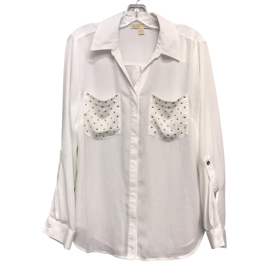 Blouse Ls By Michael By Michael Kors In White, Size:L