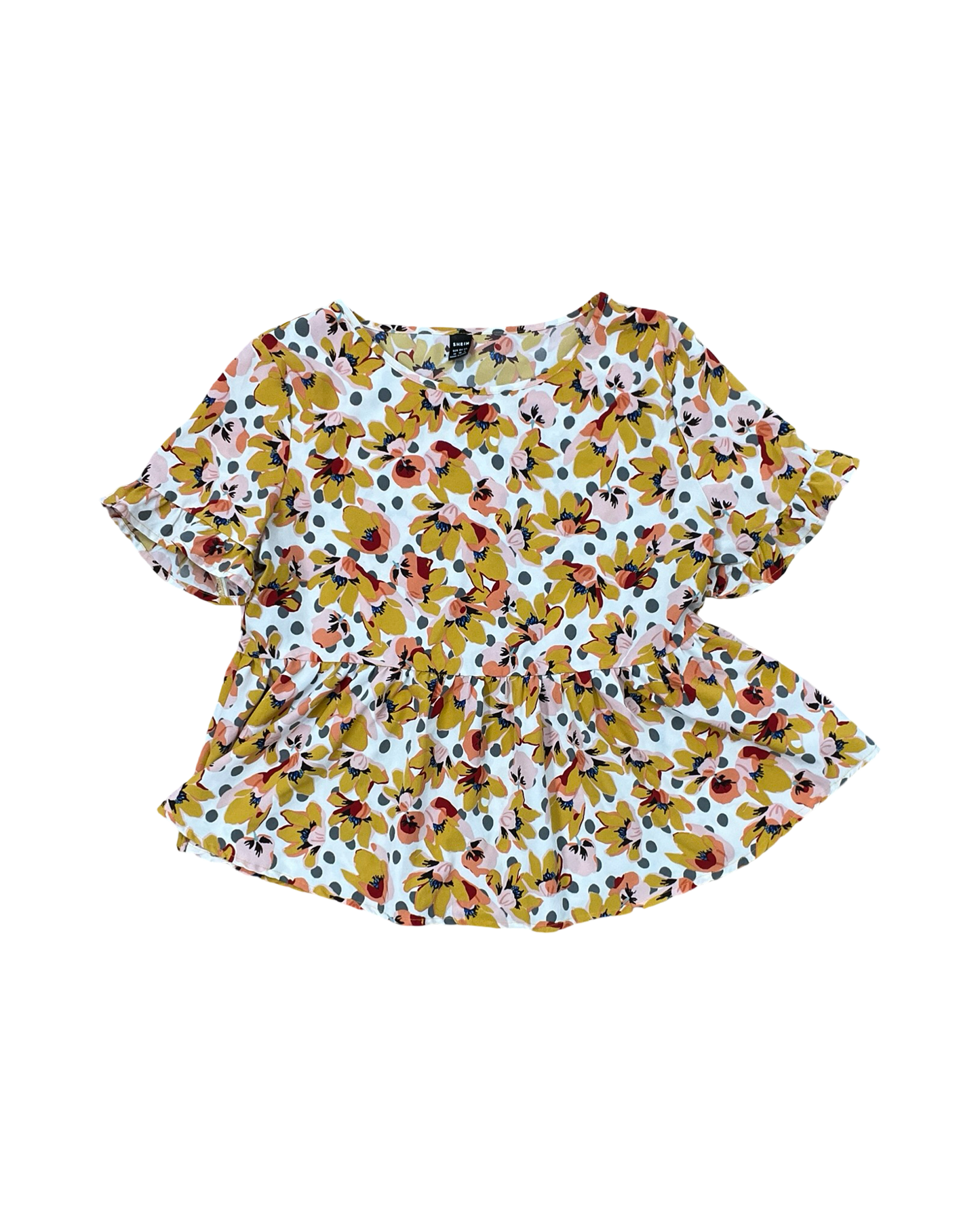 Top Ss By Shein In White & Yellow, Size:M