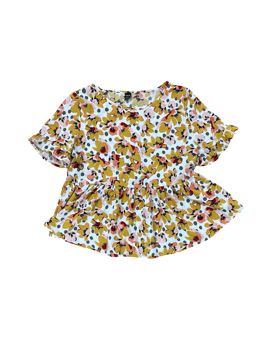 Top Ss By Shein In White & Yellow, Size:M