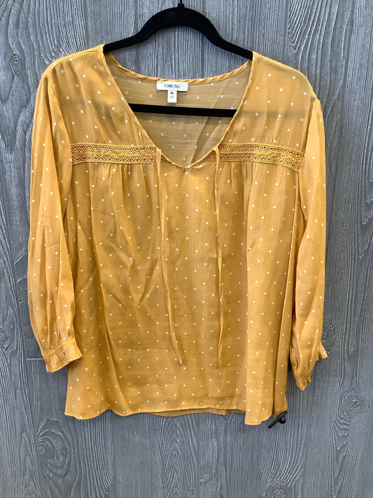 Yellow Top 3/4 Sleeve Clothes Mentor, Size Xl