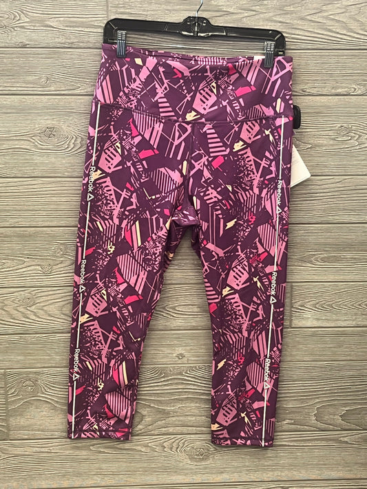 Purple Athletic Leggings Capris Reebok, Size L