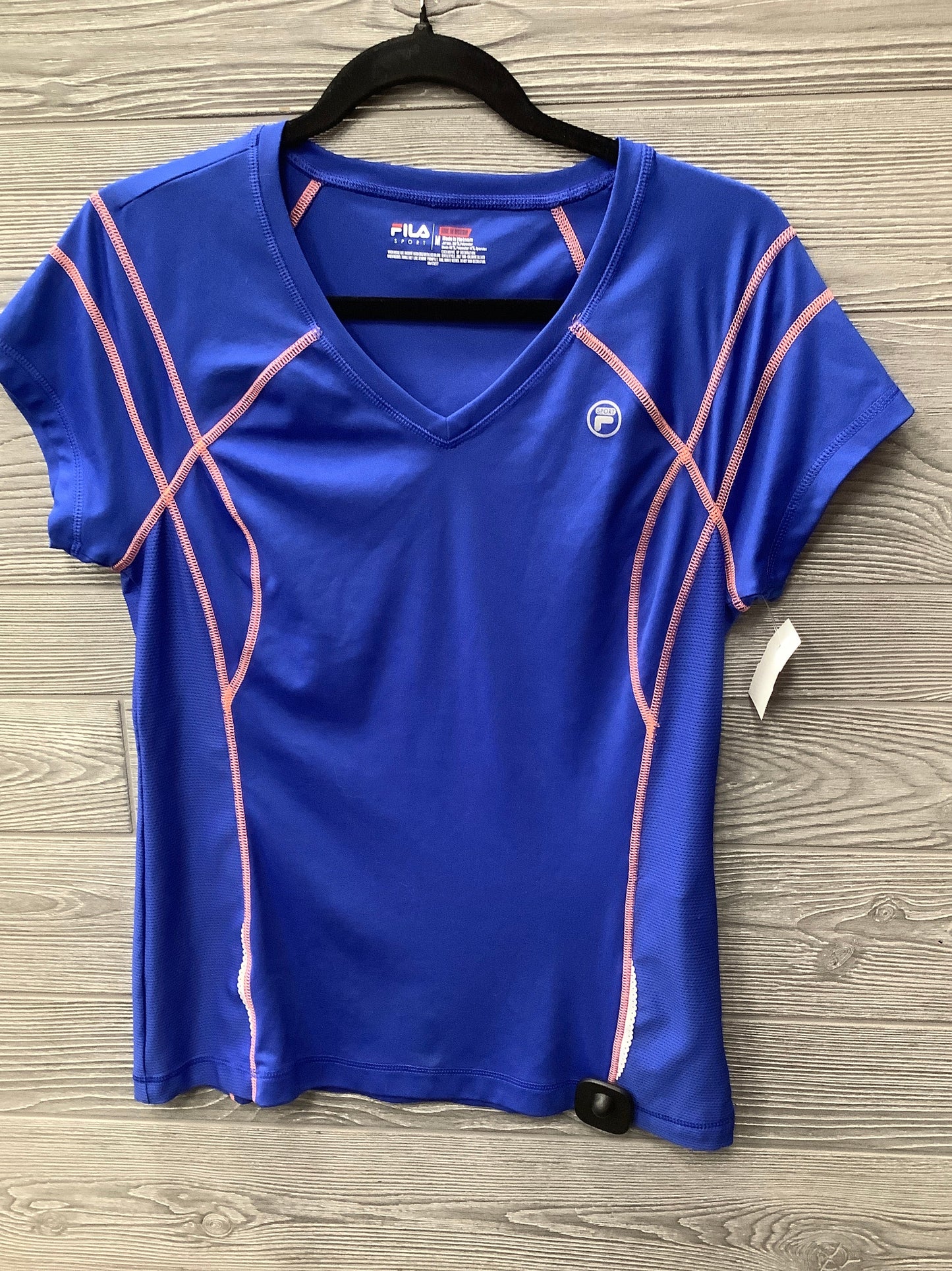 Athletic Top Short Sleeve By Fila In Blue, Size: M