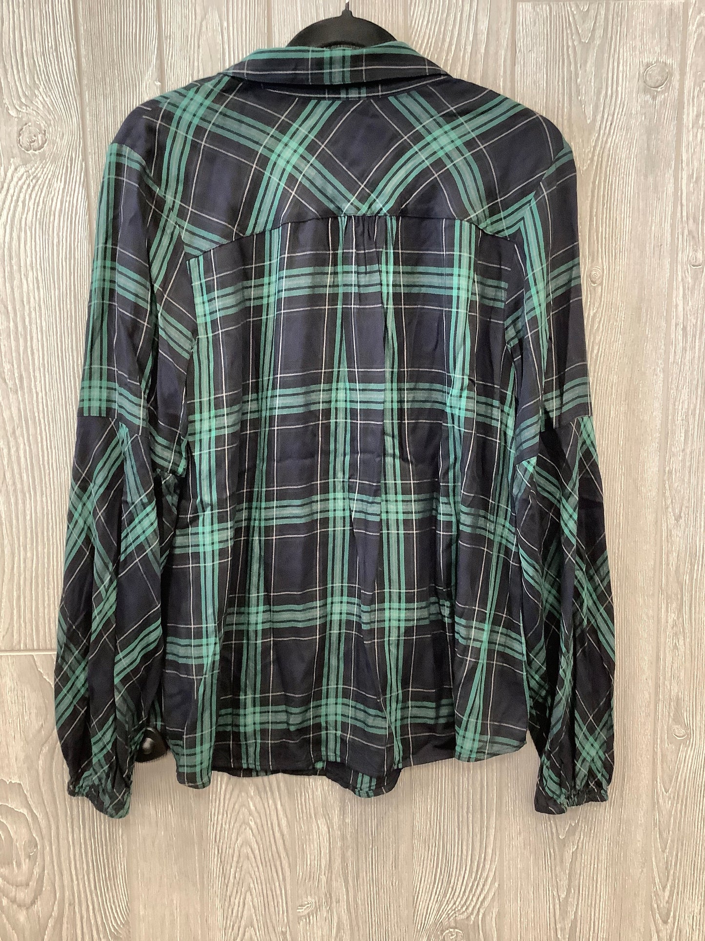 Blue & Green Top Long Sleeve Cabi, Size L