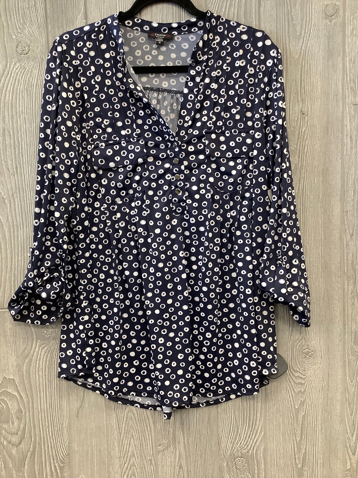 Navy Top 3/4 Sleeve Cocomo, Size 1x