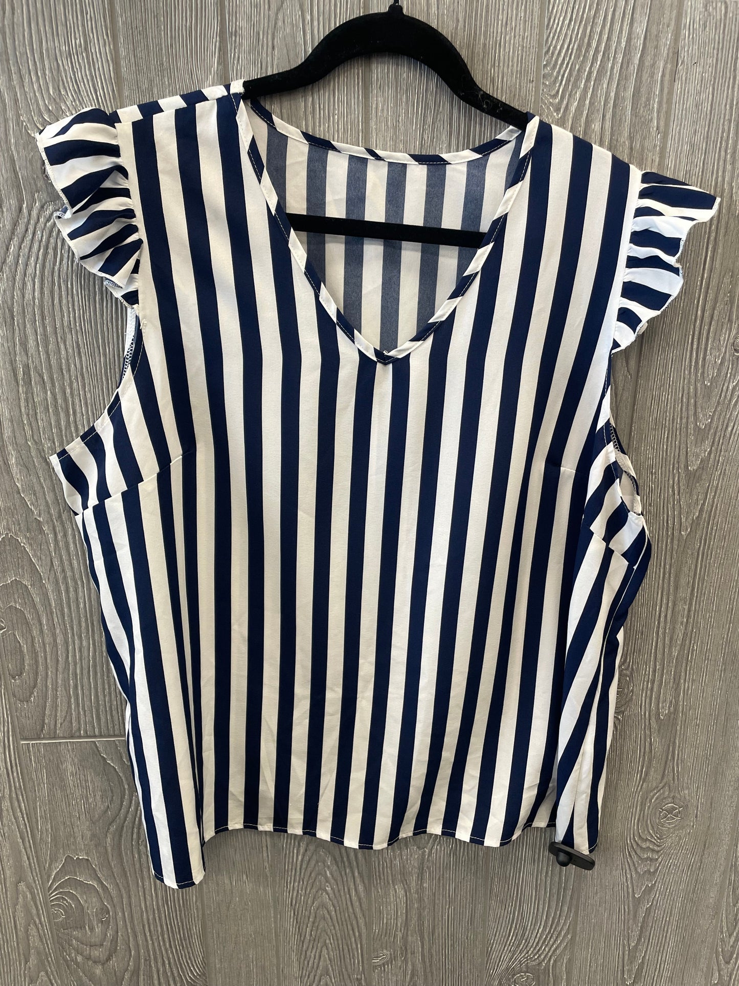 Striped Pattern Top Short Sleeve Shein, Size 2x