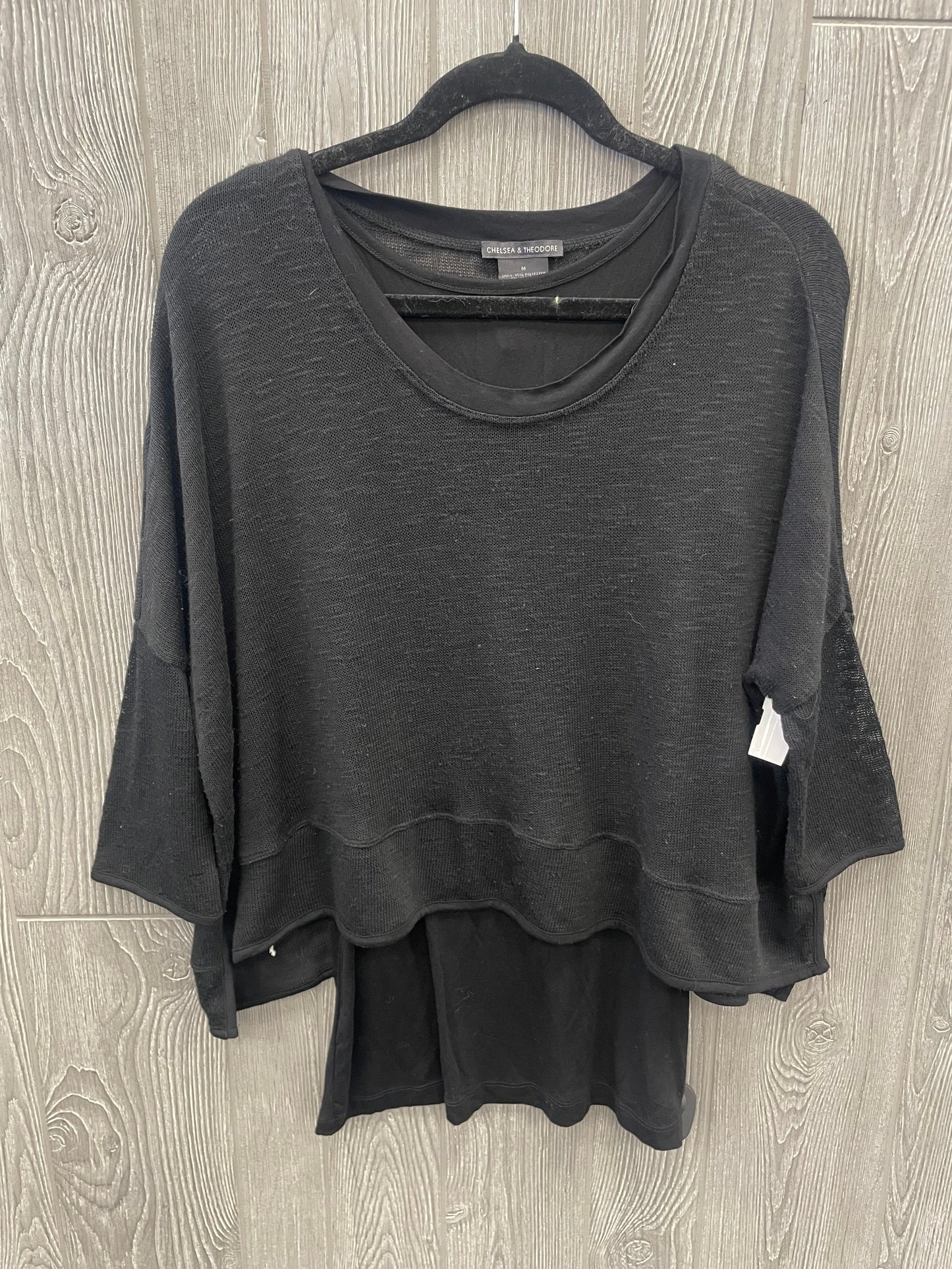 Black Top Long Sleeve Chelsea And Theodore, Size M