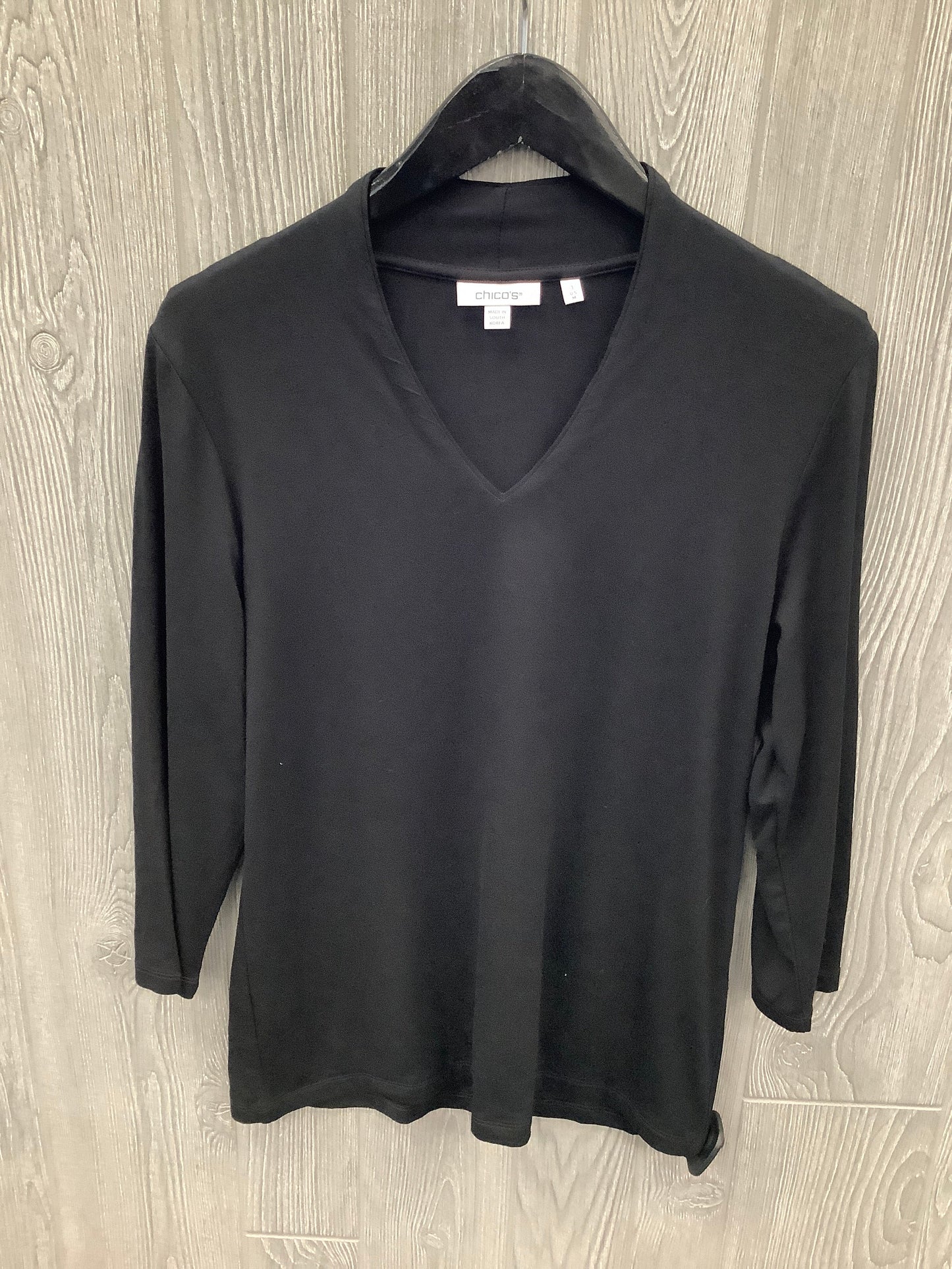 Top 3/4 Sleeve By Chicos In Black, Size: M