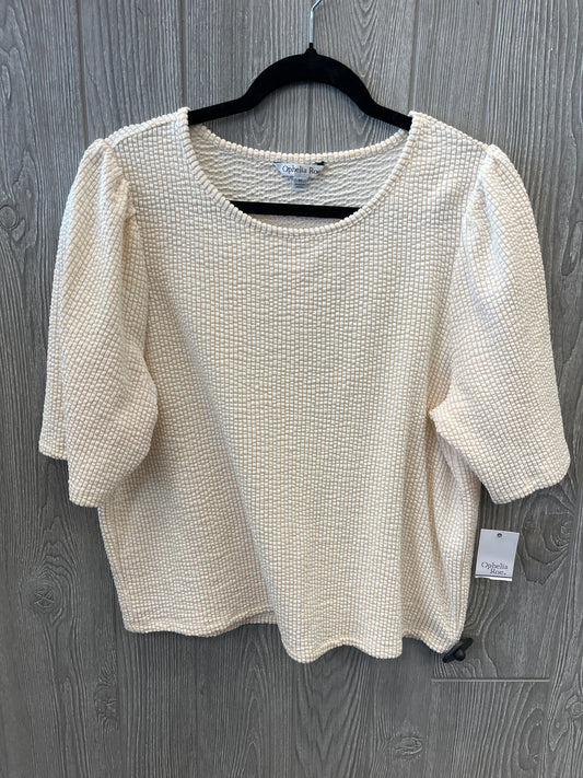 Top Short Sleeve By Ophelia Roe In Beige, Size: 1x