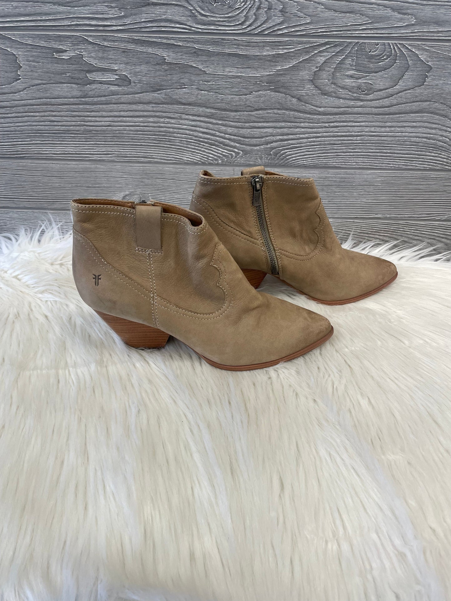 Boots Ankle Heels By Frye In Tan, Size: 9.5