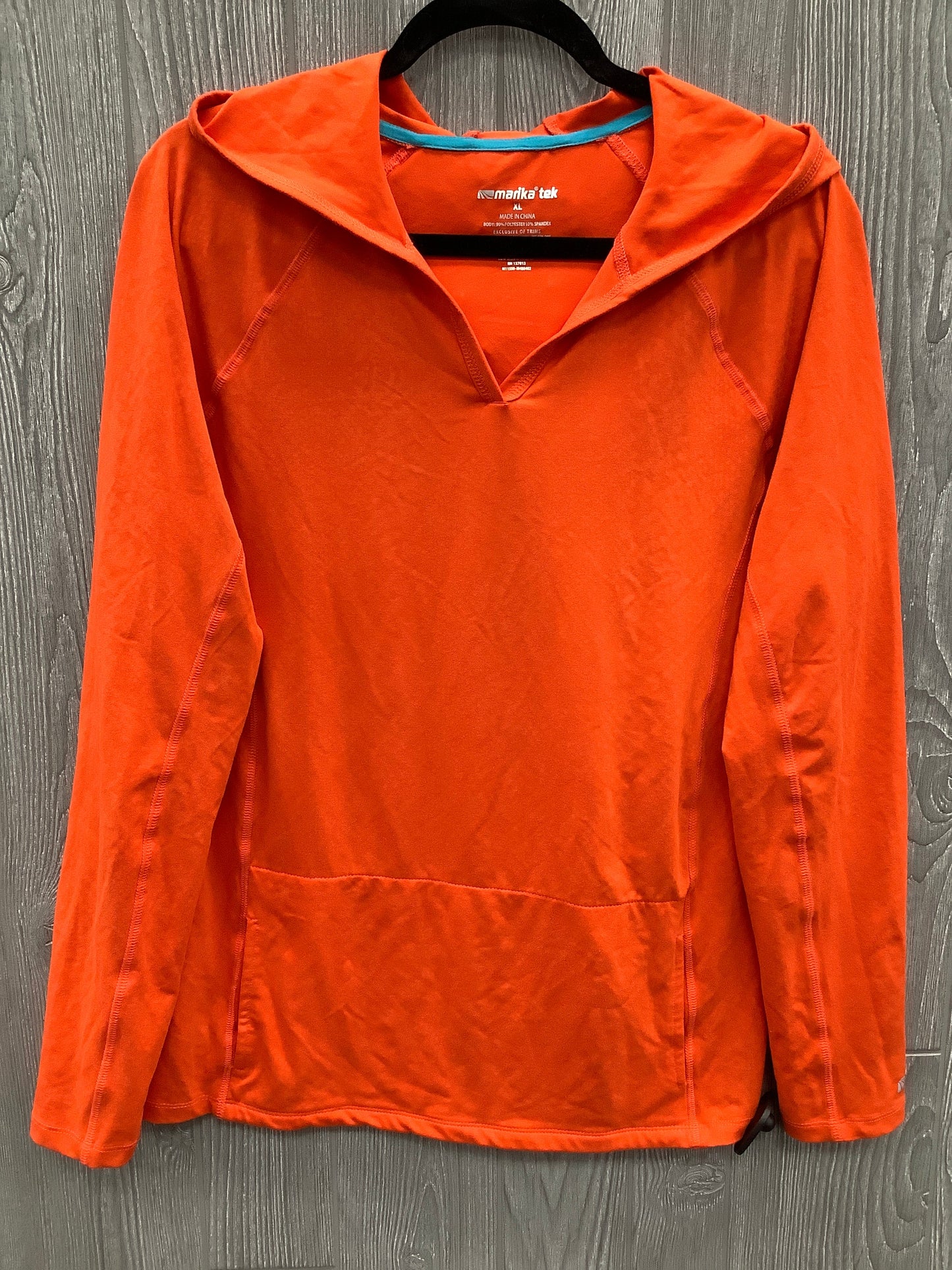 Athletic Top Long Sleeve Hoodie By Marika In Orange, Size: Xl