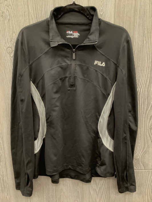 Athletic Top Long Sleeve Collar By Fila In Black, Size: Xl