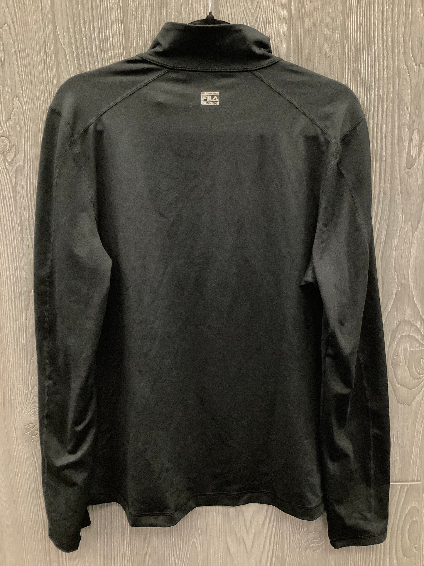 Athletic Top Long Sleeve Collar By Fila In Black, Size: Xl