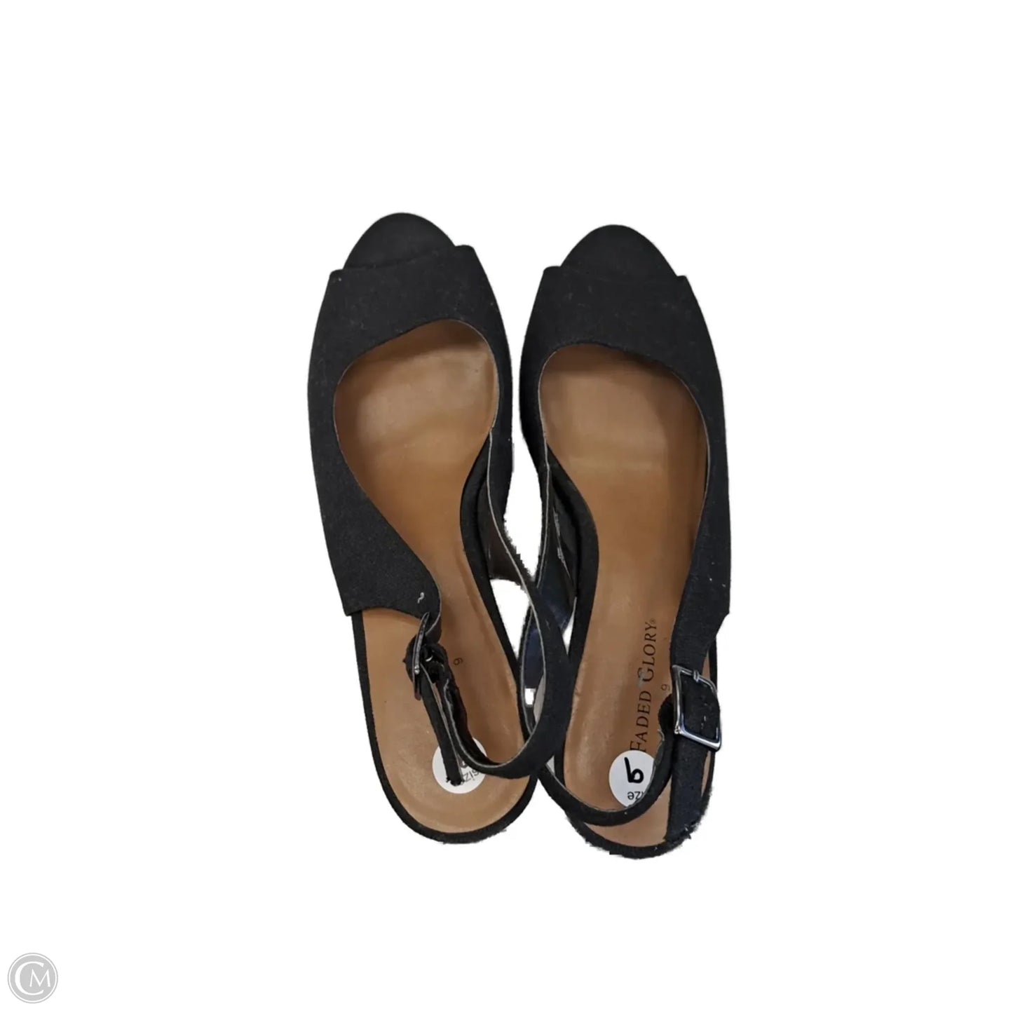 Sandals Heels Wedge By Faded Glory In Black, Size: 9