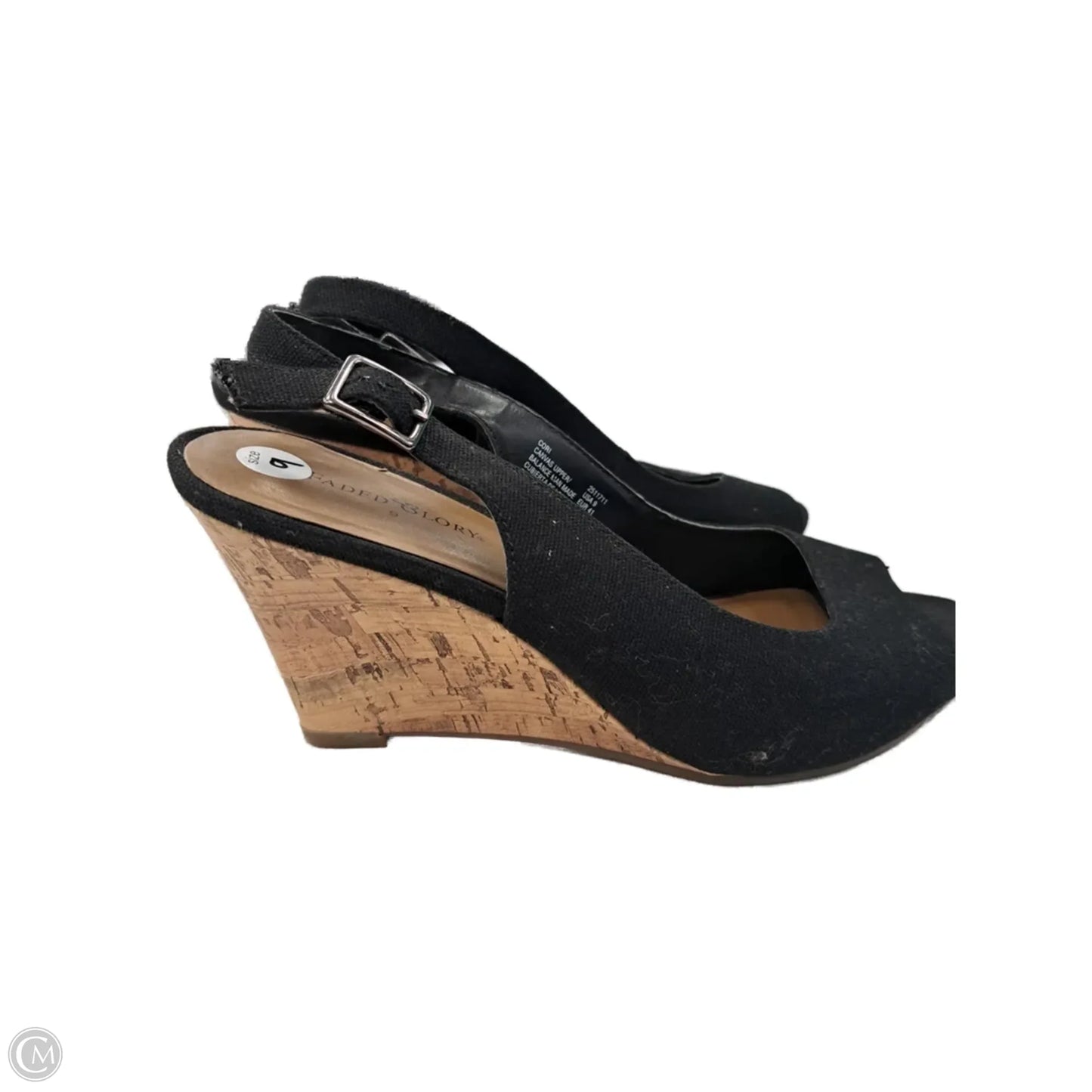 Sandals Heels Wedge By Faded Glory In Black, Size: 9