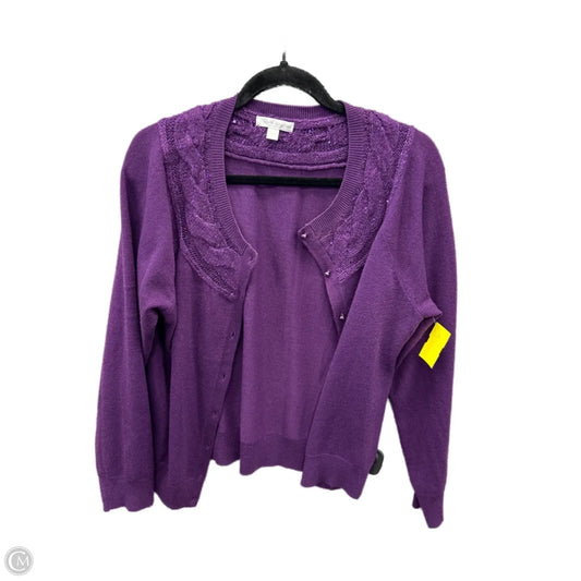 Sweater Cardigan By New York And Co In Purple, Size: Xl