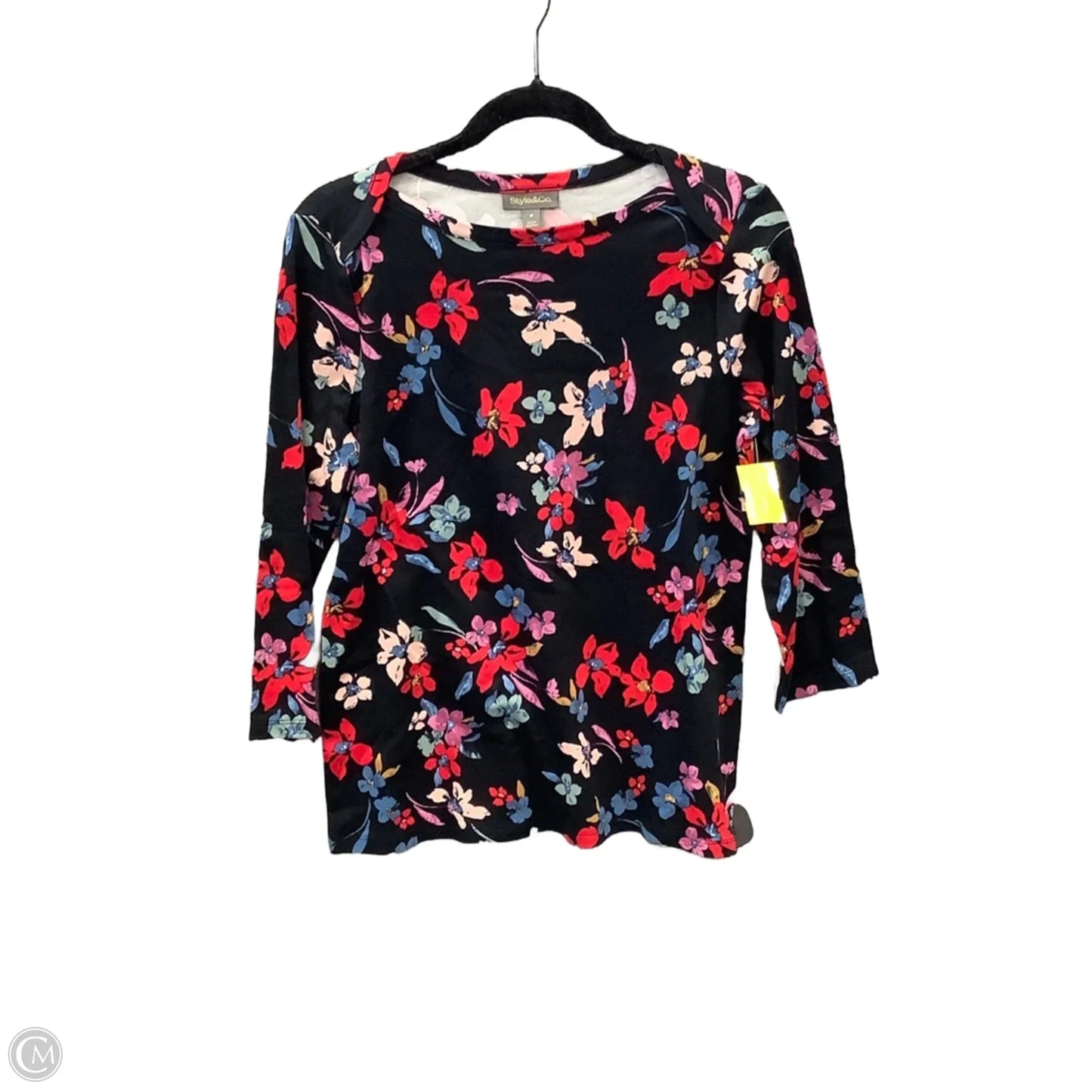 Top 3/4 Sleeve By Style And Company In Black, Size: M