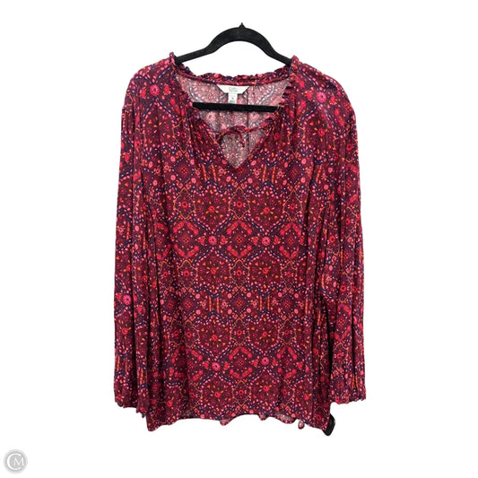 Top Long Sleeve By Croft And Barrow In Maroon, Size: 4x