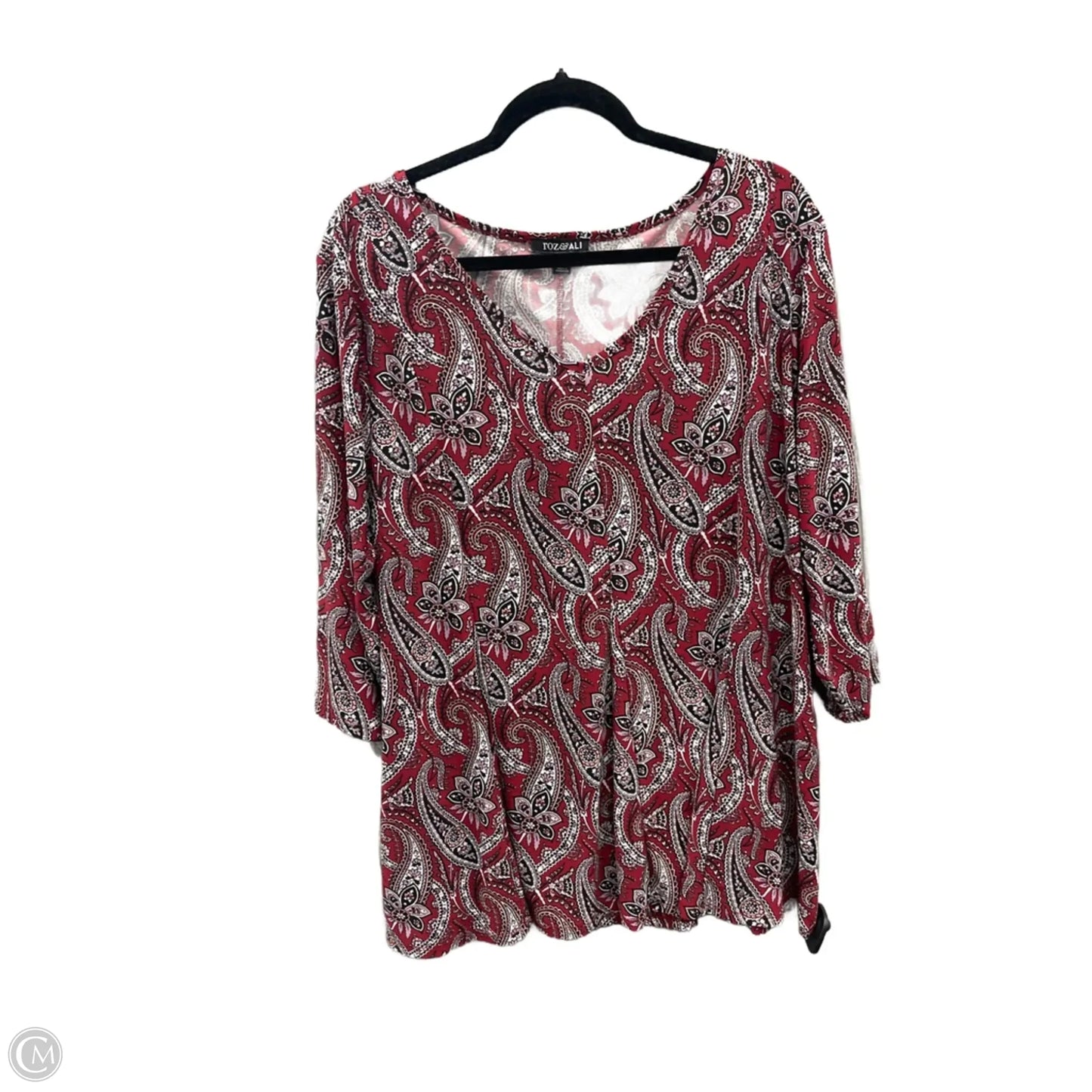 Top 3/4 Sleeve By Roz And Ali In Red, Size: 3x