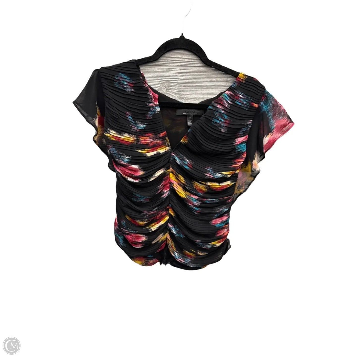 Blouse Short Sleeve By White House Black Market In Black, Size: S