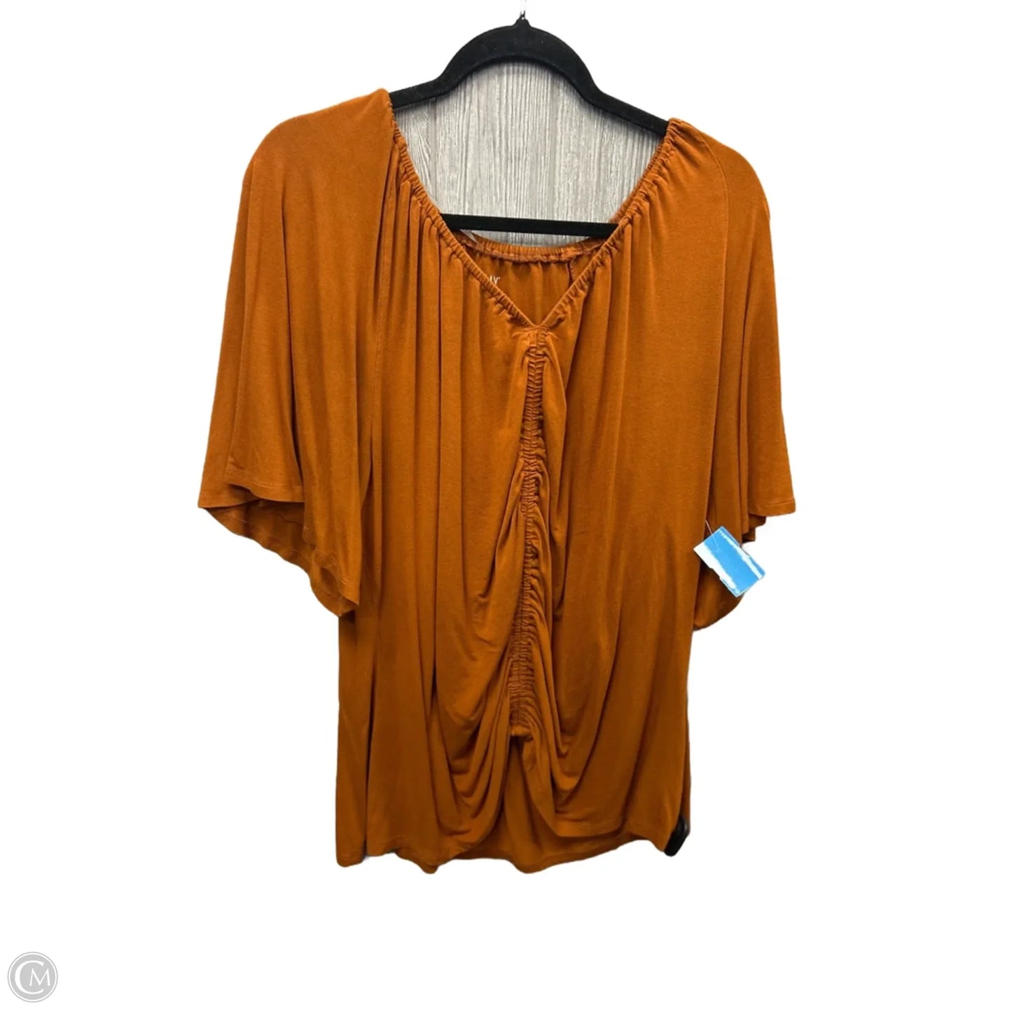 Top Short Sleeve By Ava & Viv In Brown, Size: 3x