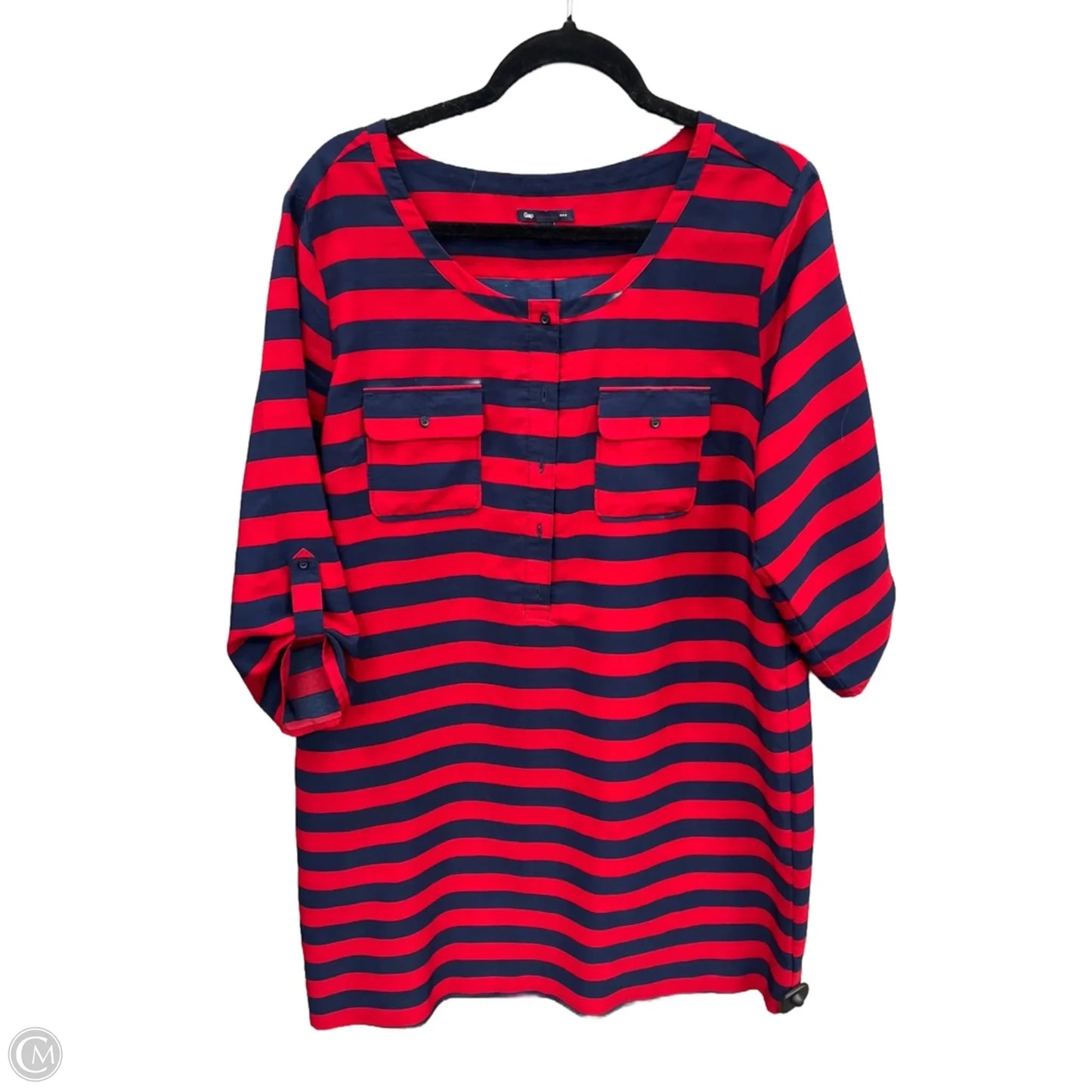 Dress Casual Midi By Gap In Blue & Red, Size: Xl