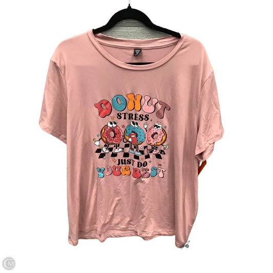 Top Short Sleeve By Shein In Pink, Size: 2x