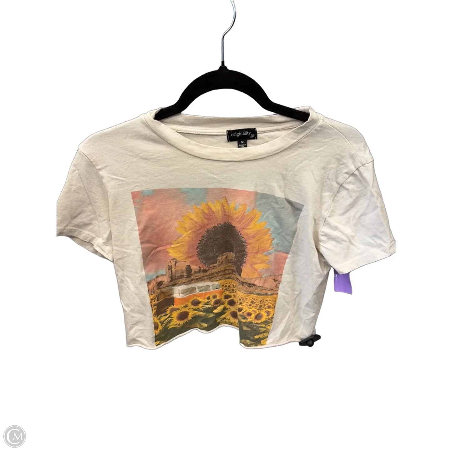 Top Short Sleeve By Originality In Beige, Size: M