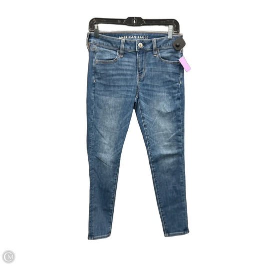 Jeans Skinny By American Eagle In Blue Denim, Size: 4