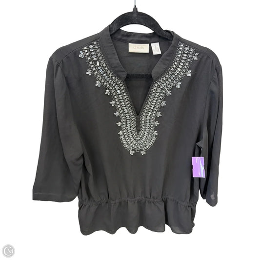 Blouse 3/4 Sleeve By Chicos In Black, Size: L
