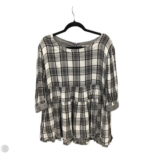 Top 3/4 Sleeve By Entro In Black & White, Size: Xl