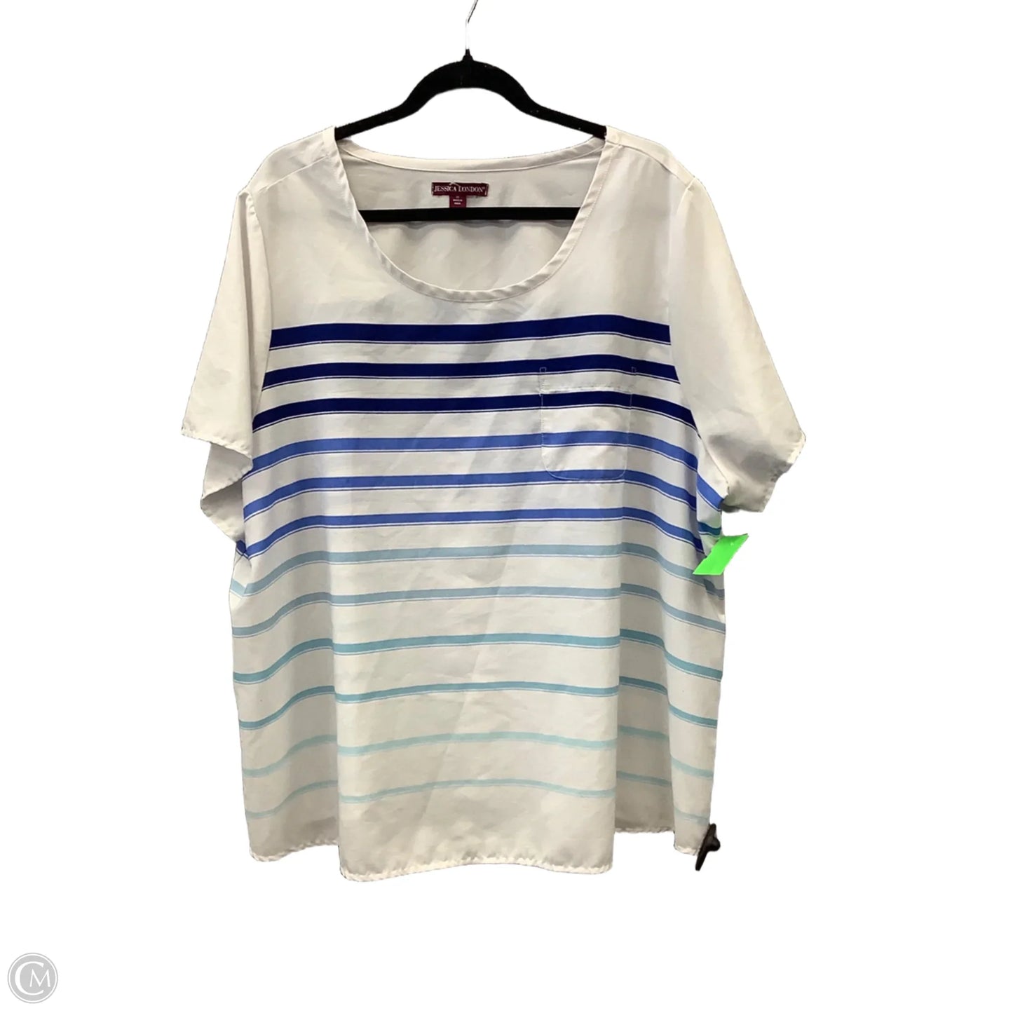 Top Short Sleeve By Jessica London In Striped Pattern, Size: Xxl