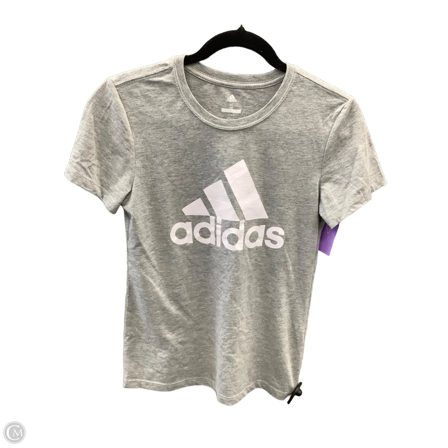 Athletic Top Short Sleeve By Adidas In Grey, Size: S