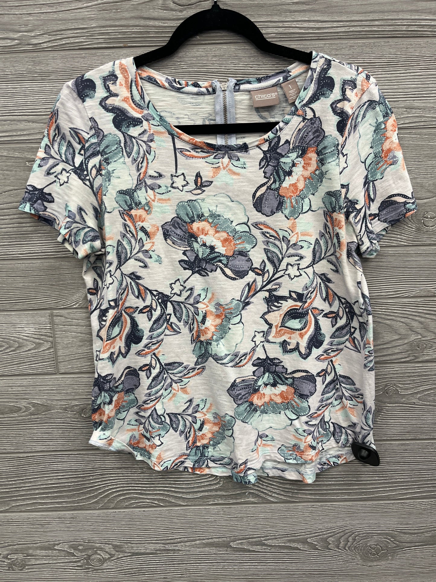 Top Short Sleeve By Chicos In Floral Print, Size: M