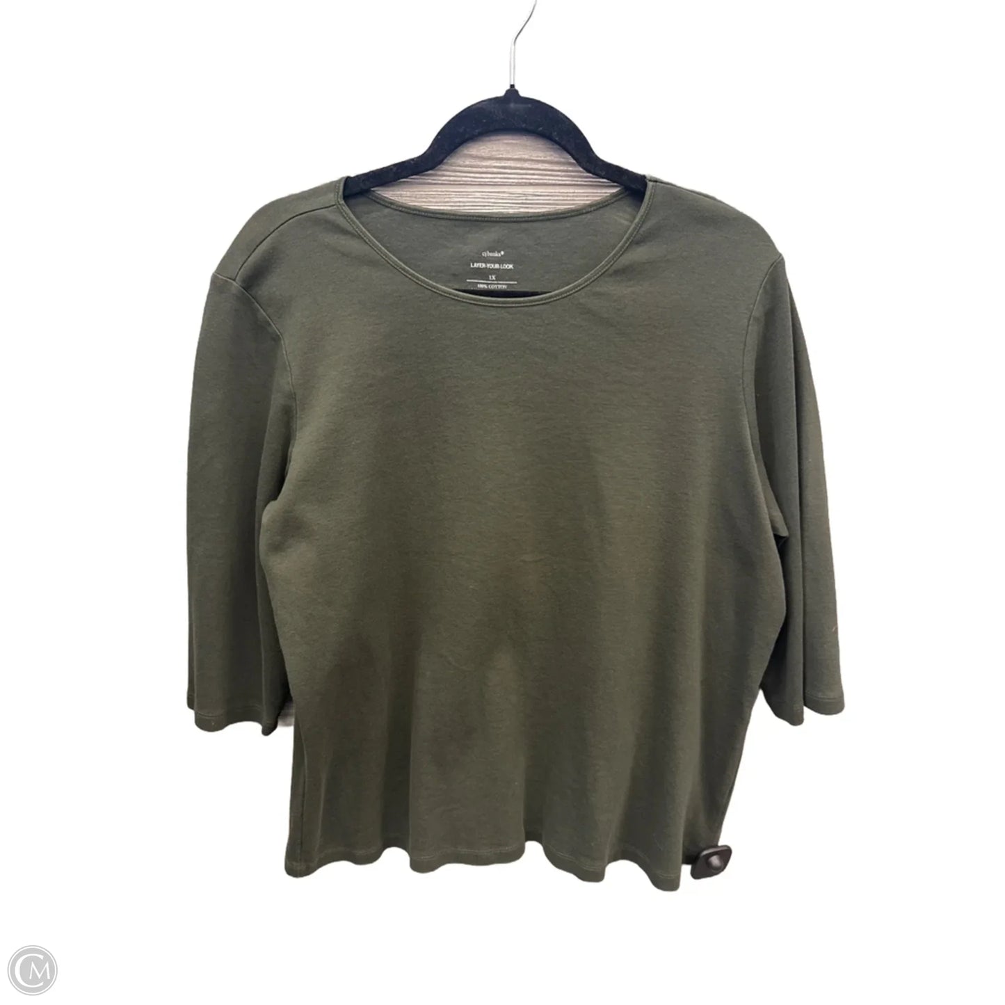 Top 3/4 Sleeve By Cj Banks In Green, Size: 1x